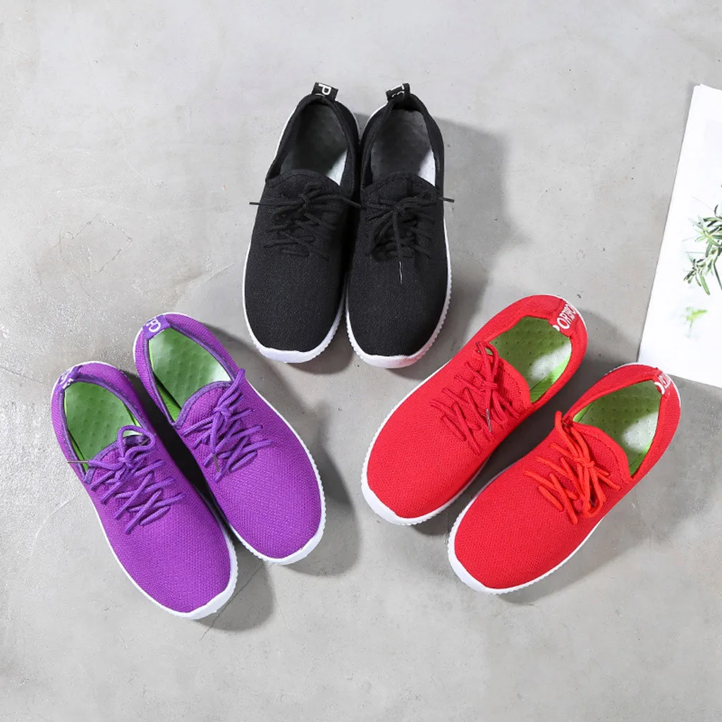 Кроссовки женская обувь на плоской подошве женские модные однотонные дышащие