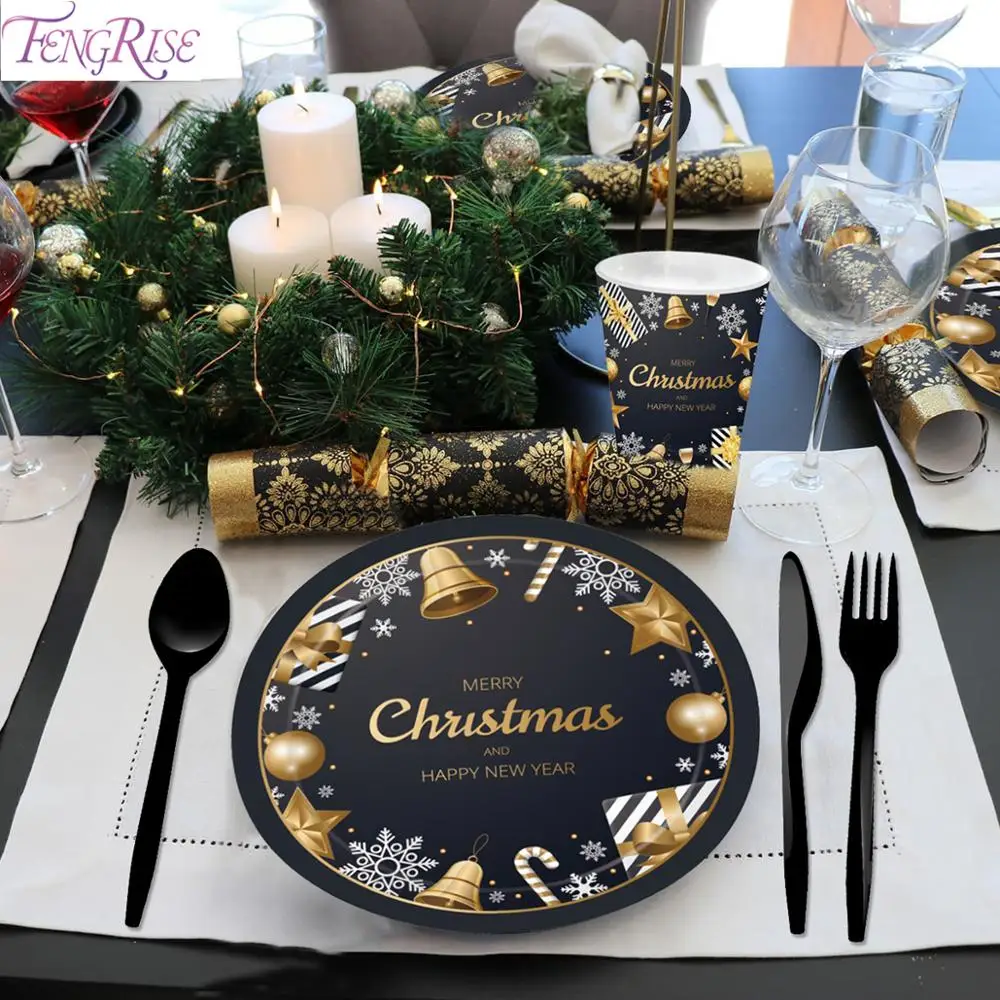 Бумажная салфетка под тарелку кружку черная Золотая посуда одноразовая