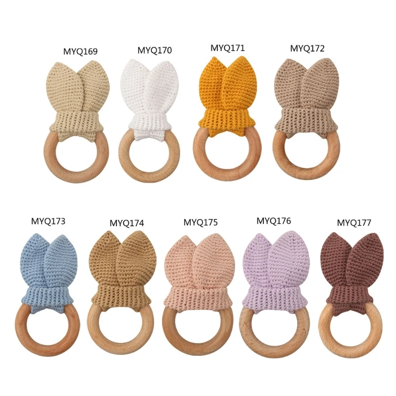 

1Pc Baby Wooden Teether Crochet Bunny Rattle Toy BPA Free Wood Rodent Rattle Baby Mobile Gym Newborn Stroller Educational Toys