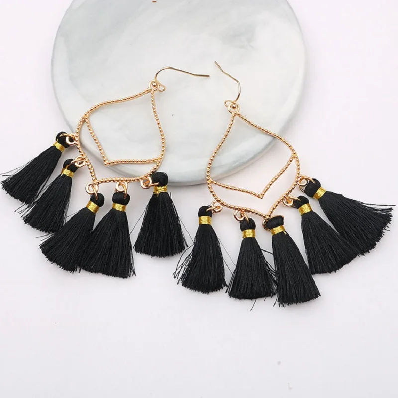 

Wholesale 6 Pair Lot Fringing Dangle Earring Fringed Tassels Drop Earrings Heart Frame Girls Jewelry