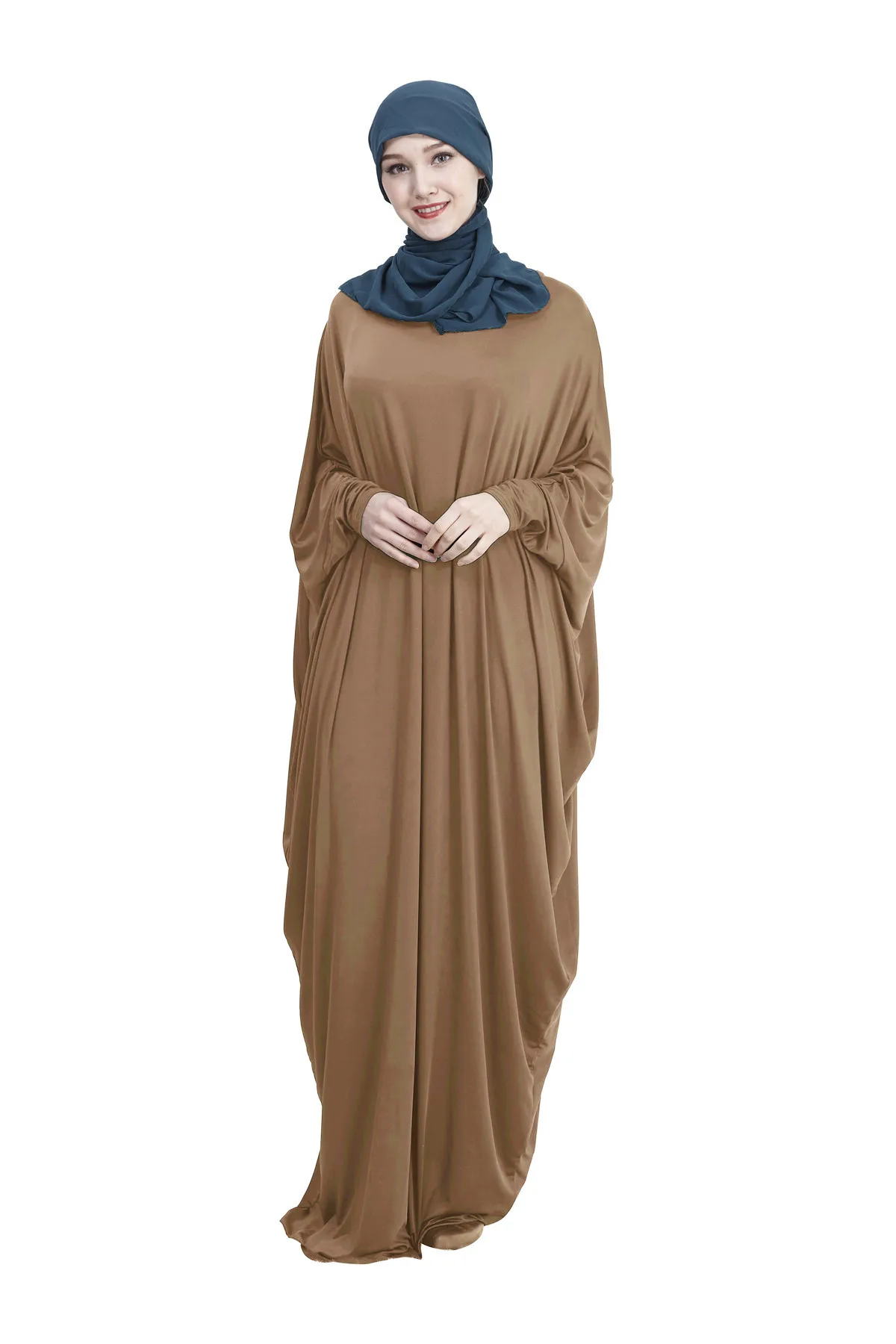 Fashion Women Prayer Long Dress Abaya Muslim Ramadan Maxi Kaftan Robe Islamic Loose Dubai Bat Sleeve Caftan Worship Clothing |