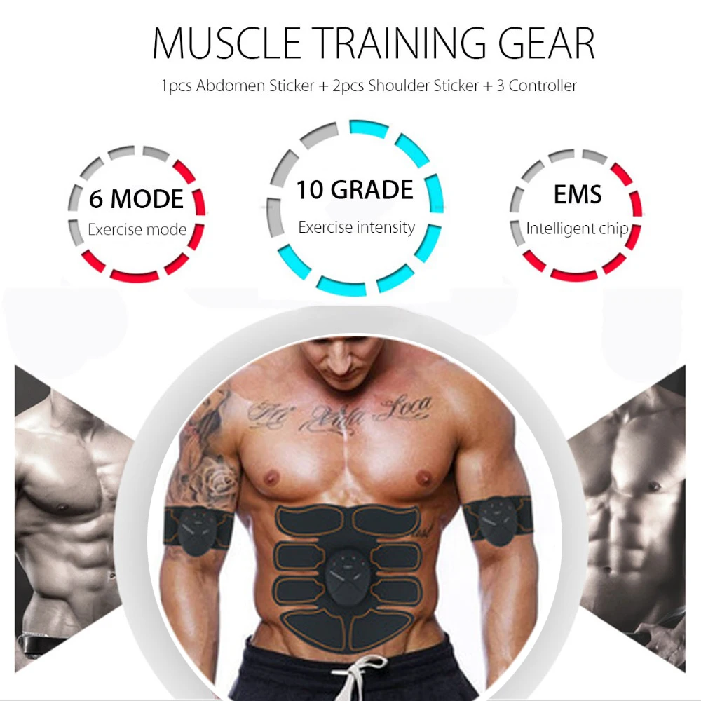 Wireless EMS Abdominal Muscle Stimulator Toner Hip Trainer Vibro Body Shaper Slimming Massager Buttock Abdomen Arm Leg Training