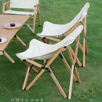 portable wooden beach chair butterfly chair camping folding outdoor chair for hiking bbq beach traveling picnic with storage bag