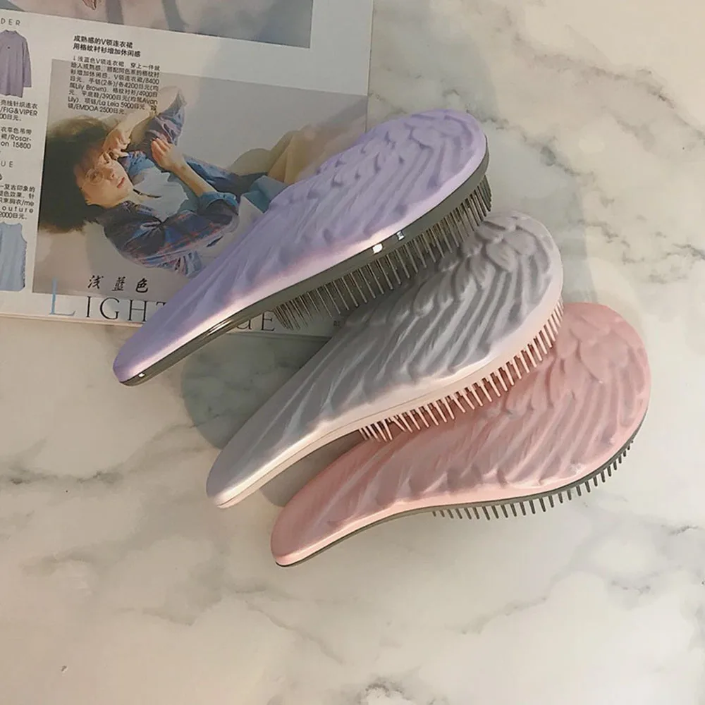

1pc Angel Wing Detangling Hair Brush Handle Magic Anti-static Comb Shower Massage Comb Smooth Salon Hairdressing Tool