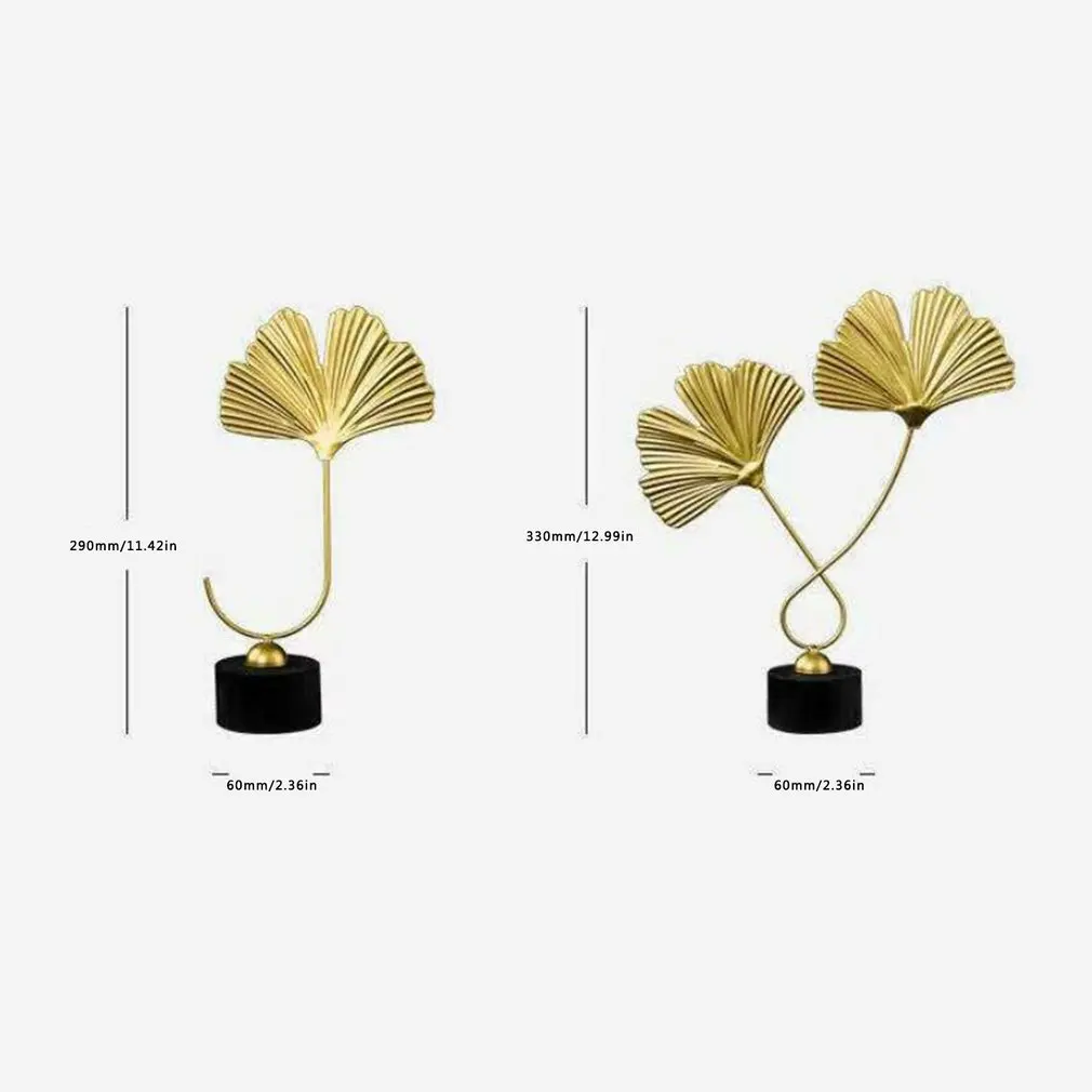 

Ginkgo Leaves Statue Miniature Metal Ornaments Modern Home Decoration Office Accessories For Living Room Piecies