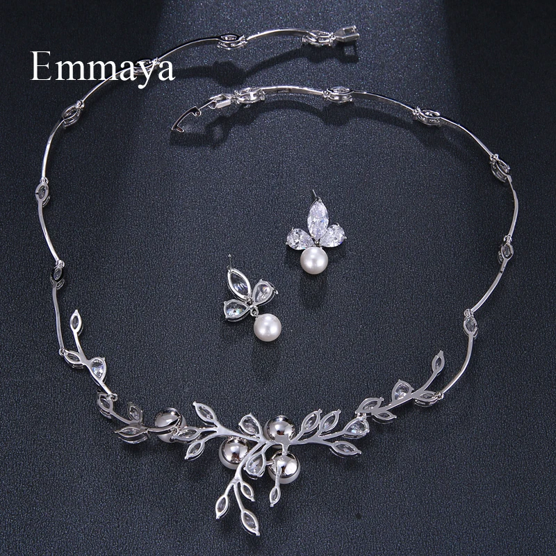 Элегантные роскошь Emmaya серьги с листьями жемчугом и кубическим цирконием в