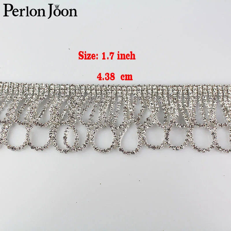 1 ярд бахрома волнистый Круг Хрустальные Цветы Стразы отделка бахромой Лента