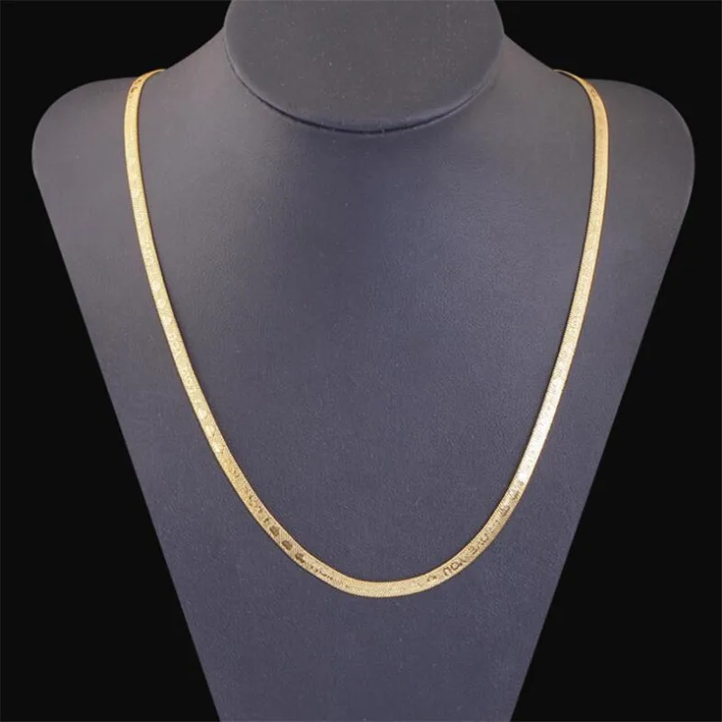 Flat Blade Snake Link Chain Choker Necklace Women Vintage Jewelry LOVE Metal Simple Gold Color Collar | Украшения и аксессуары