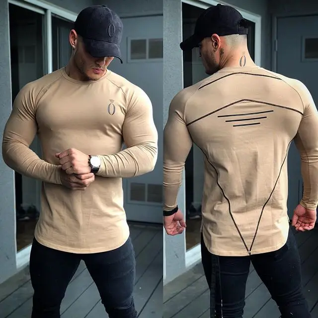 Спортивная рубашка мужская Рашгард спортивная одежда фитнес футболки футболка для бега с длинным рукавом быстросохнущая Спортивная бодибилдинг тренажерный зал тренировочная рубашка