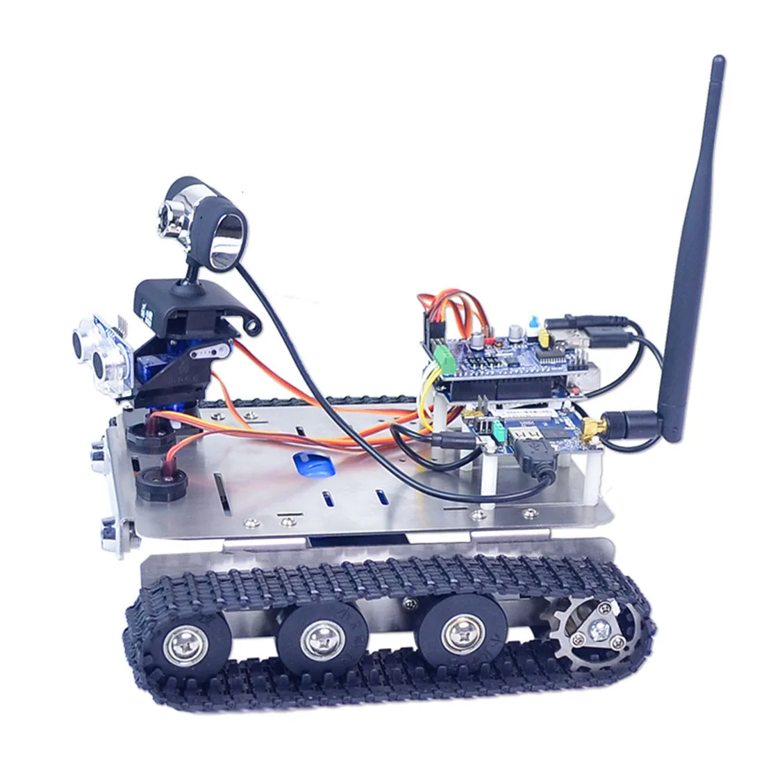 Программируемый робот DIY Wifi шасси из нержавеющей стали трек Танк автомобиль с графическим программированием XR блок Linux стандартная версия