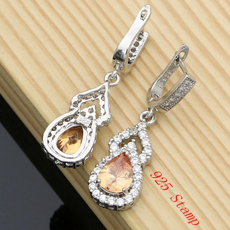 Серьги Wiht Шампанский кубик циркония 925 пробы серебряные ювелирные изделия для