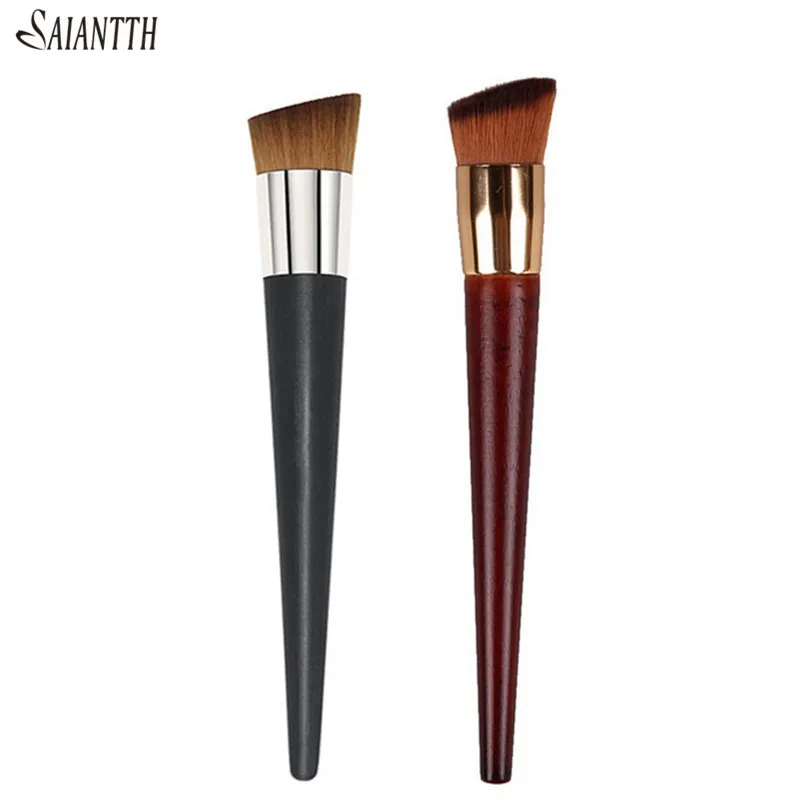 SAIANTTH новинка одноконусные кисти для макияжа с деревянной ручкой косая плоская