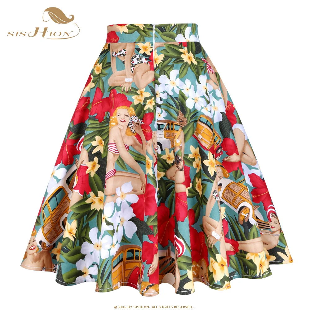 Женская хлопковая юбка sision трапециевидная винтажная ретро-юбка черного белого