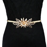 luxury belt designer golden flower chain waist belt cinch corset belt for dress waistband belts for women cummerbunds