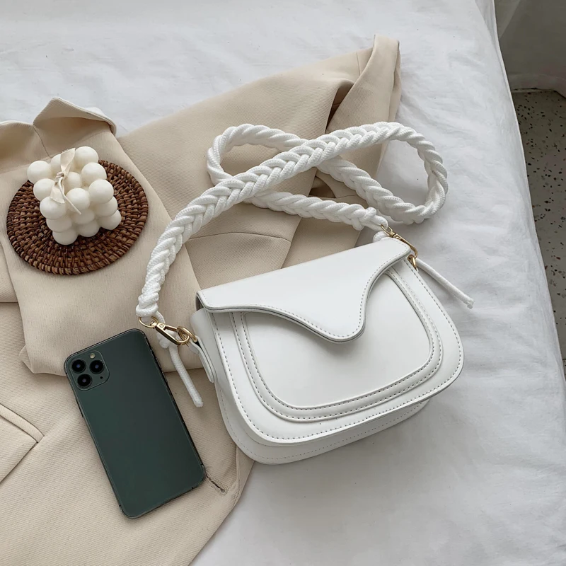 

Luxury Women High Quality Leather Shoulder Bags Vintage Design Female Woven Belt Handbag Crossbody Flap For Women Messenger Bag
