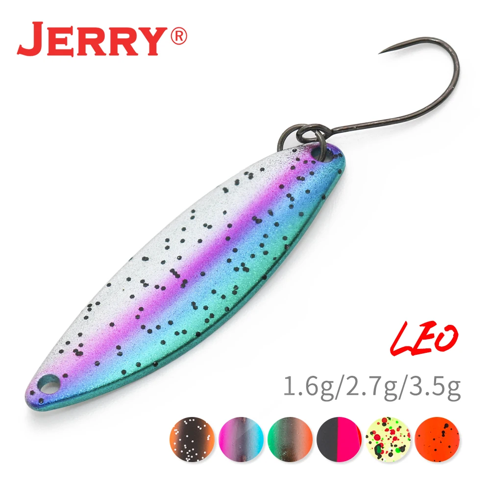 

Jerry Leo Trout Ultralight Spinning Fishing Lures Micro Brass Trolling Single Hook Spoon Bauble Baits Lake Tackle