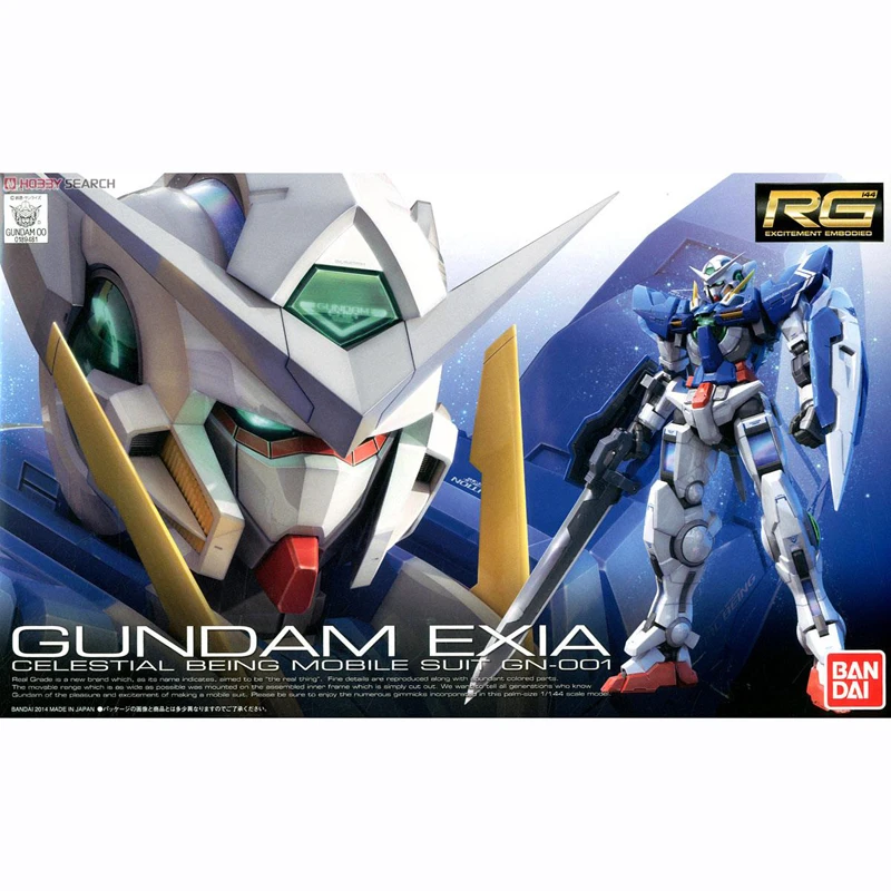 

Original Bandai Gundam Anime Figure RG 15 1/144 OO GUNDAM EXIA Assembly Model Anime Action Figures Toys for Children 14cm Pvc