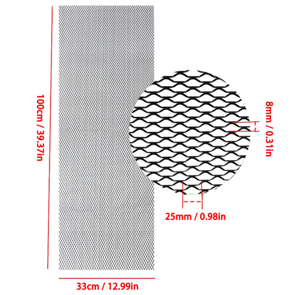 

Универсальная алюминиевая сетка для решетки автомобиля, 100 х 33 см, 8 х 25 мм
