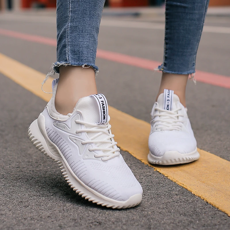 

Women's Running Shoes Winter 2019 New Velvet Warm Outdoor Sports Shoes Brand Off White Sneakers Women Designer Platform Shoes
