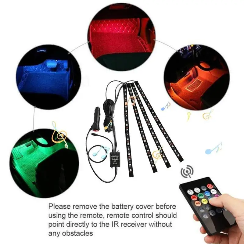 Цветная (RGB) Светодиодные ленты Светильник Автомобиля Атмосфера лампы 9/18