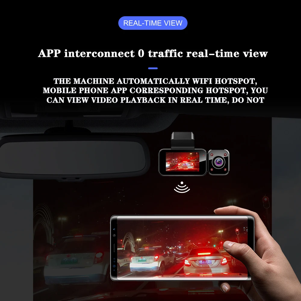 Aaba A12 видеорегистратор с 3 объективами Автомобильный черный Wi Fi функция скрытого