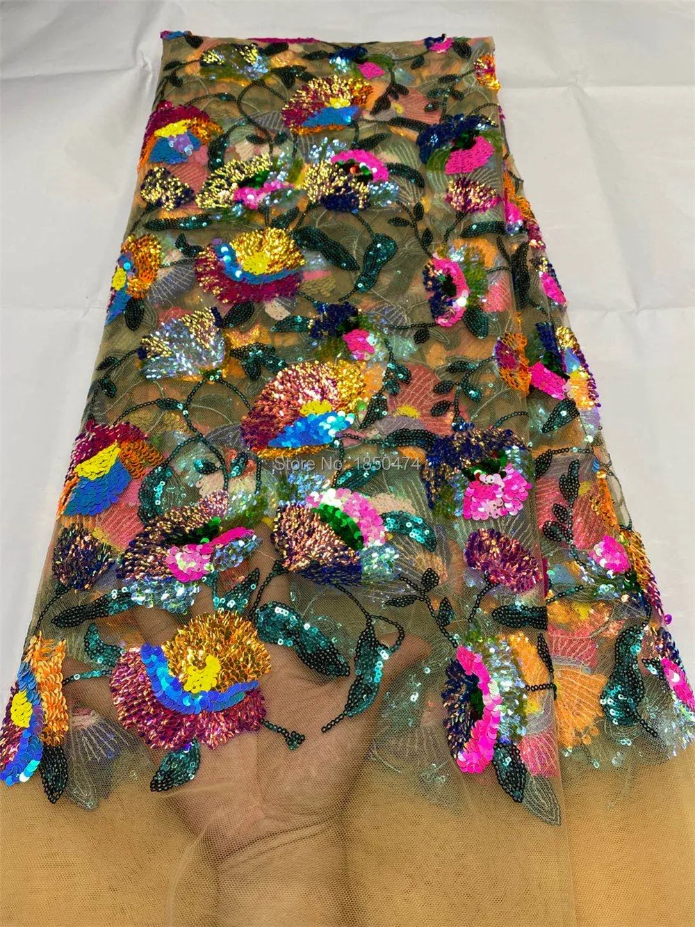 Многоцветная блестящая кружевная ткань с блестками для женского свадебного