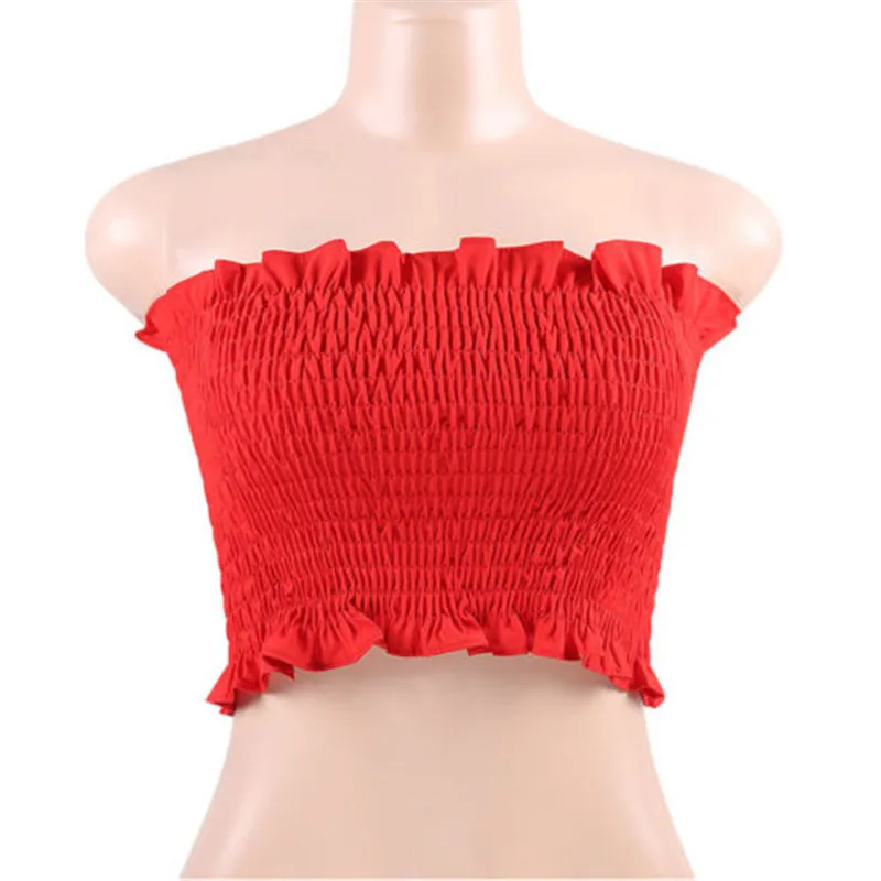 

Shirt Stretch Wrap Chest Women Sexy Tube Tops Off Shoulder Elastic Strapless Bandeau Solid Crop Tops
