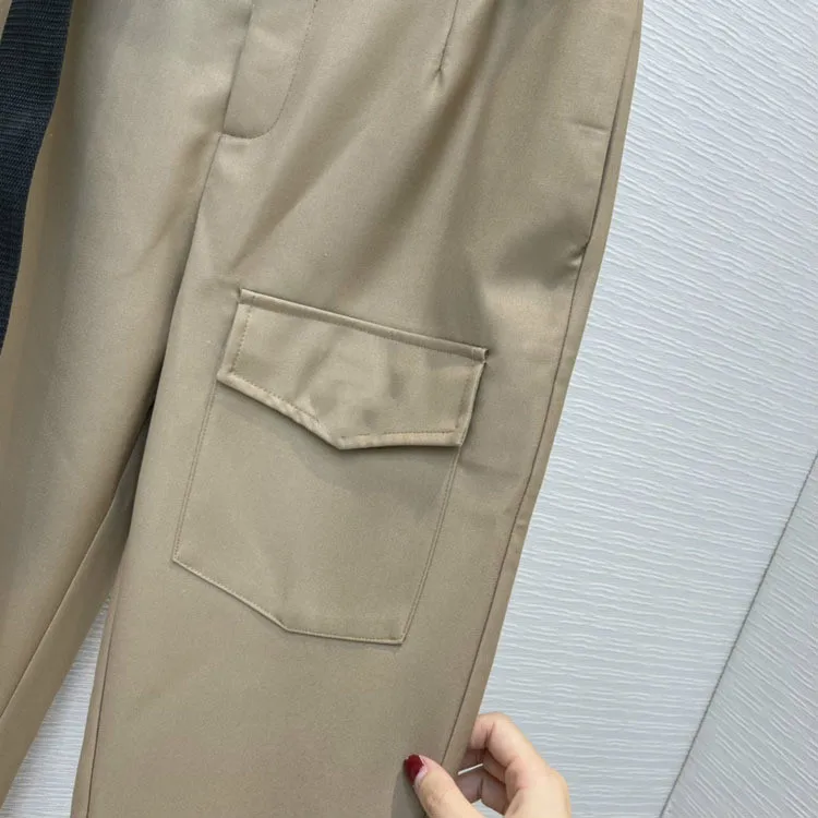 

Luxury Brand Solid Pants Women 2021 New Large Pocket High Waist Ankle Banded Pants Spring Office Lady Versatile Stright Trousers