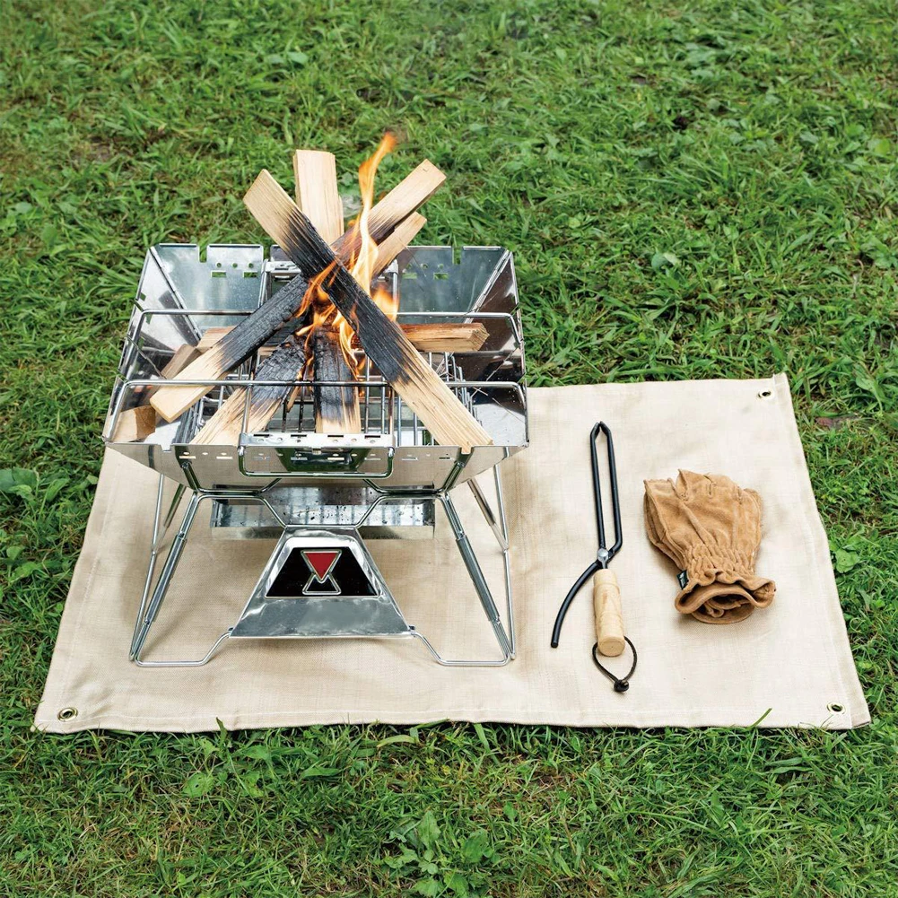 

45*45cm Barbecue Fire Blanket Glass Fiber Insulation Mat Outdoor Camping Fire Cloth High Temperature Anti-Scald Flame Retardant