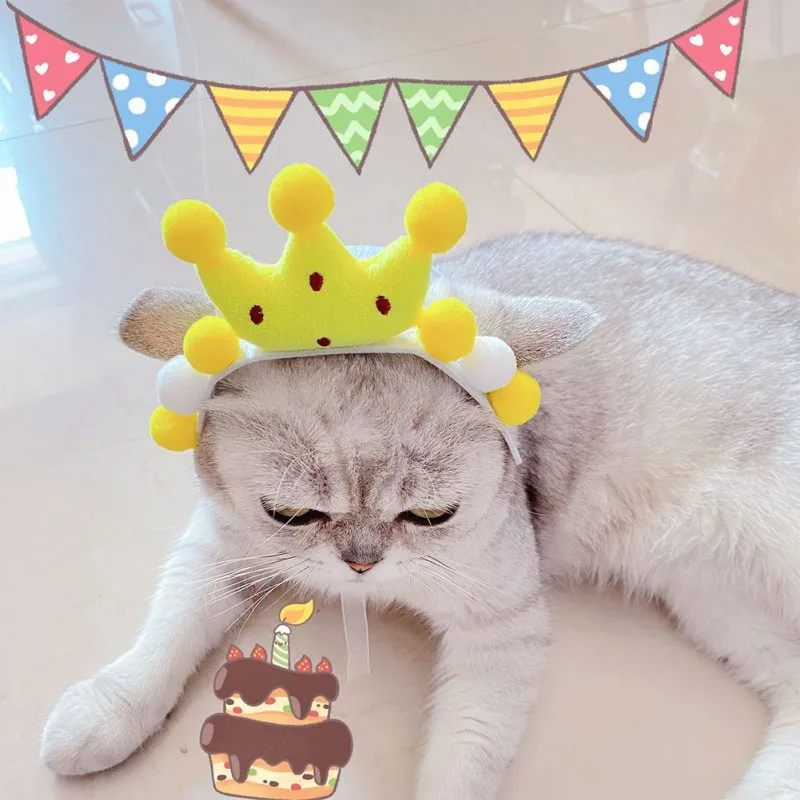 

New Pet Dog Hat Accessories Cat Birthday Wreath Party Bandanna Cat Kitty Hats Pet Headwear Cute Pet Supplies Dropship