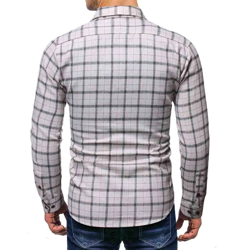 SAGACE высокое качество модная мужская повседневная клетчатая рубашка с длинными