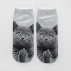 Женские забавные носки с 3D-принтом животных, женские носки до щиколотки, носки унисекс, модные женские носки с мультяшным котом, WZ683