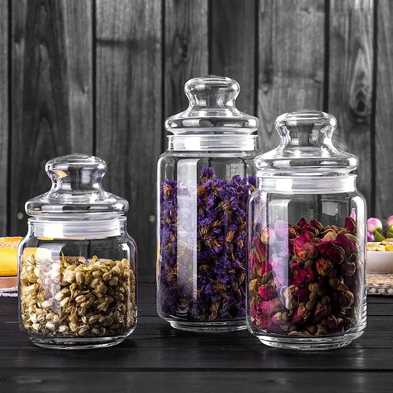 

Portable Glass Tea Storage container Jar Transparent Storage Bottle Box Dampproof Organizer Canister kitchen containers
