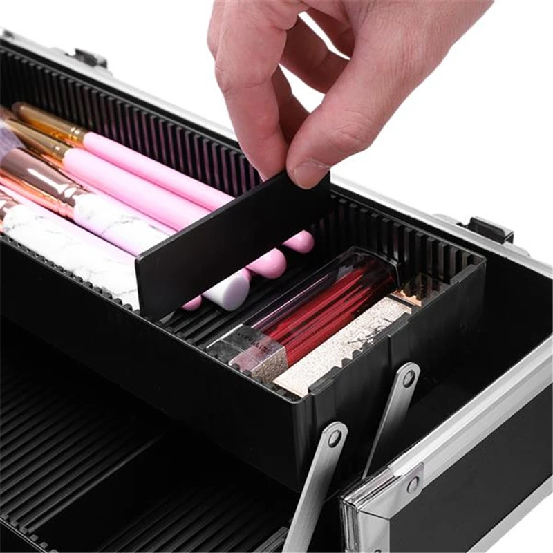 3 в 1 Алюминиевый Косметический Чехол для макияжа коробка татуировки черный