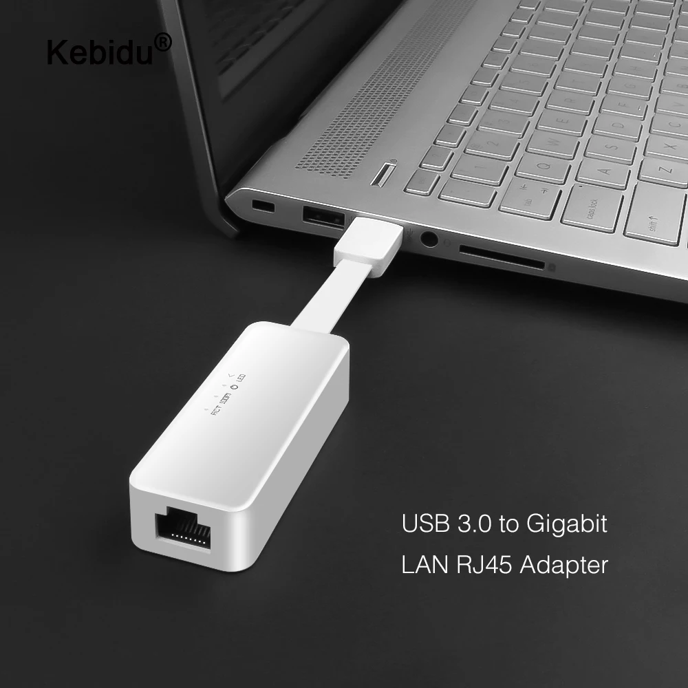 

USB Ethernet-адаптер kebidu, USB 2,0, USB 3,0, 100 Мбит/с, гигабитный сетевой конвертер RJ45 Lan USB для компьютера, ноутбука