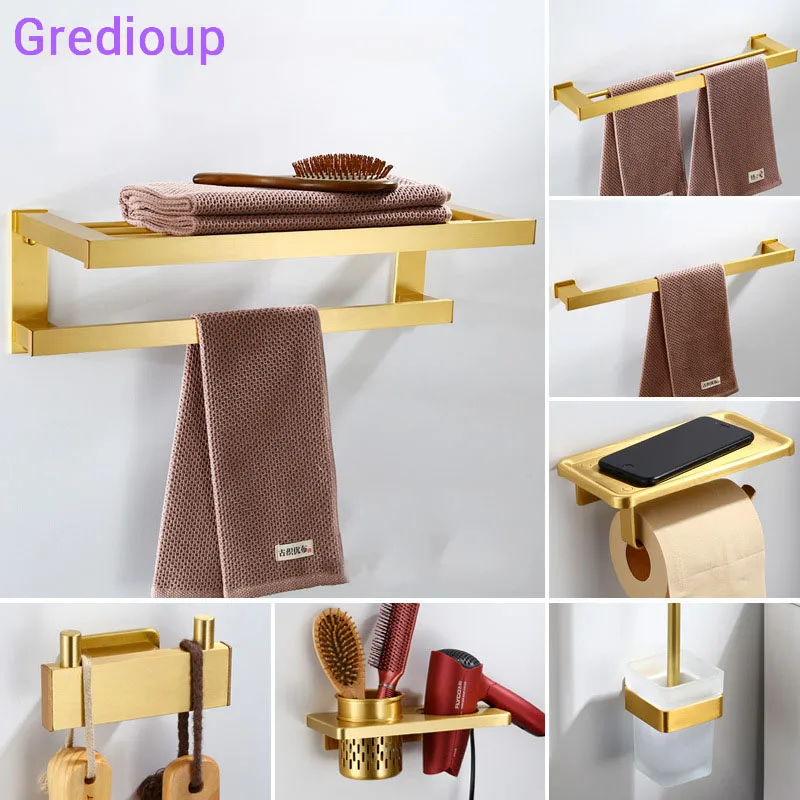Золотой набор для ванной держатели полотенец аксессуары унитаза бумажная