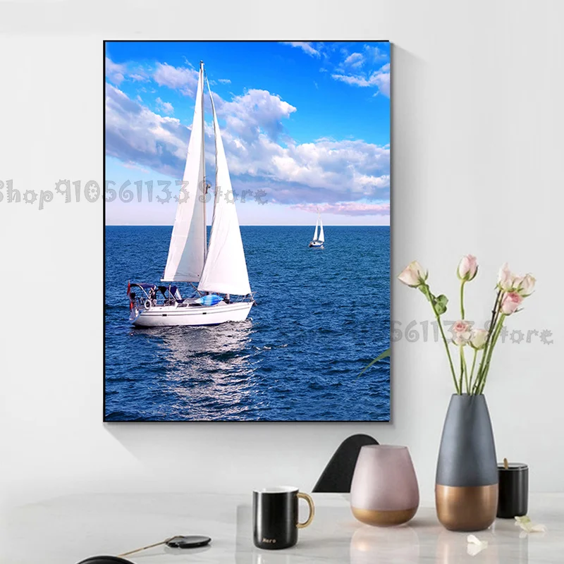 Diy Алмазная вышивка крестиком на рисунке парусник в море 5D продажи полный стразы