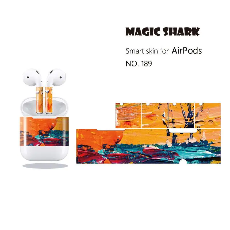 Высококачественная красочная наклейка Magic Shark чехол пленка из ПВХ для Airpods 186