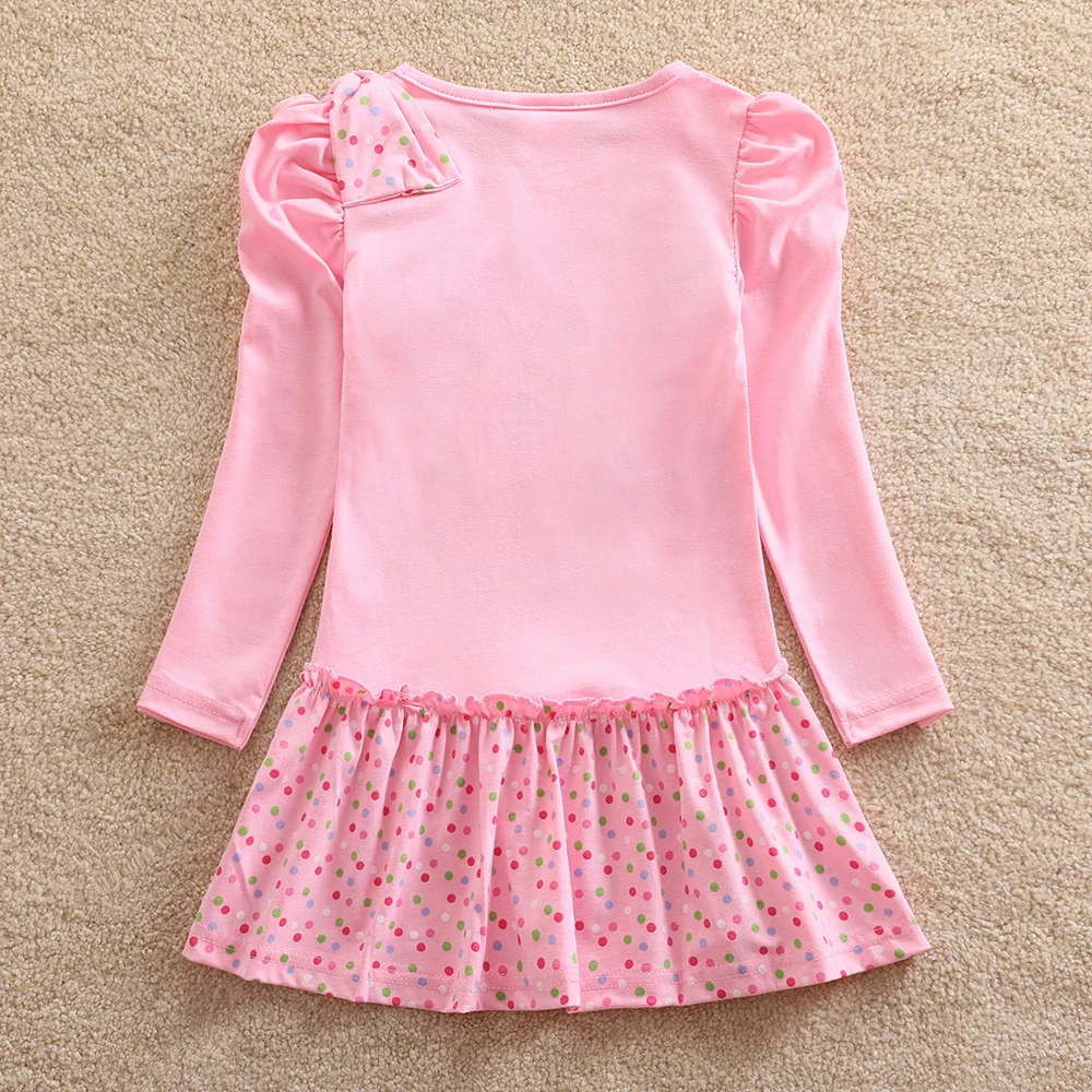 Длинное платье для девочек детское с цветочным кружевом и длинным рукавом