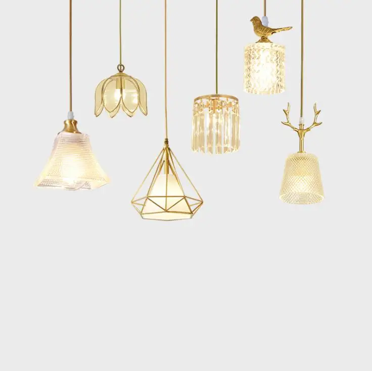 Все медные творческий ресторан светильник проход маленькая люстра одна