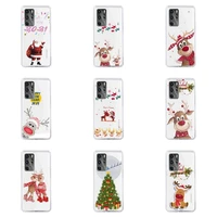 new year merry christmas elk snowflake phone case for huawei p40 p30 p20 mate honor 10i 30 20 i 10 40 8x 9x pro lite transparent