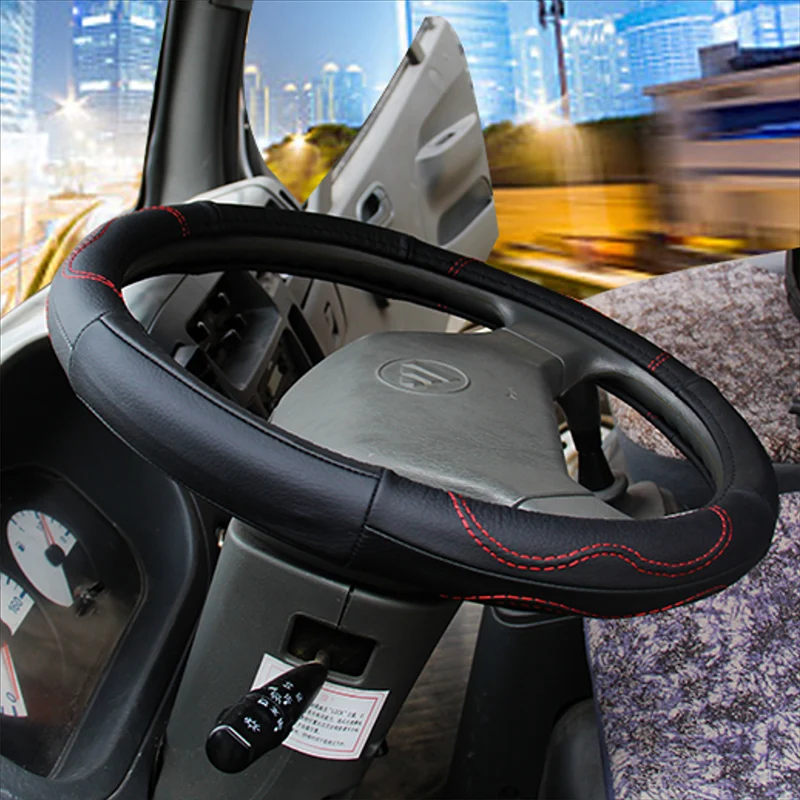 

Genuine Leather Car Steering Wheel Cover Bus Truck Car For Diameters 36 38 40 42 45 47 50 CM Non-slip Wear-resistant Car Styling