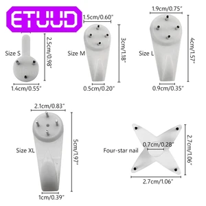 40 шт. многофункциональные белые пластиковые Невидимые настенные фоторамки для фото, зеркальные часы, крючок для ногтей, вешалка, бесшовный гвоздь