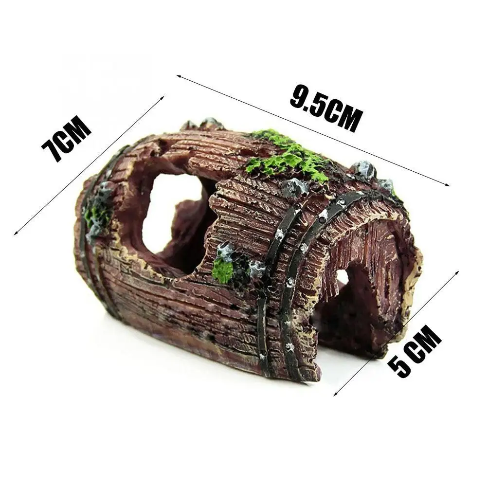

Aquarium Barrel Resin Hide Cave Reptile Turtle Box Crystal Shrimp Shuttle Breeding House Fish Tank Decoration Landscape