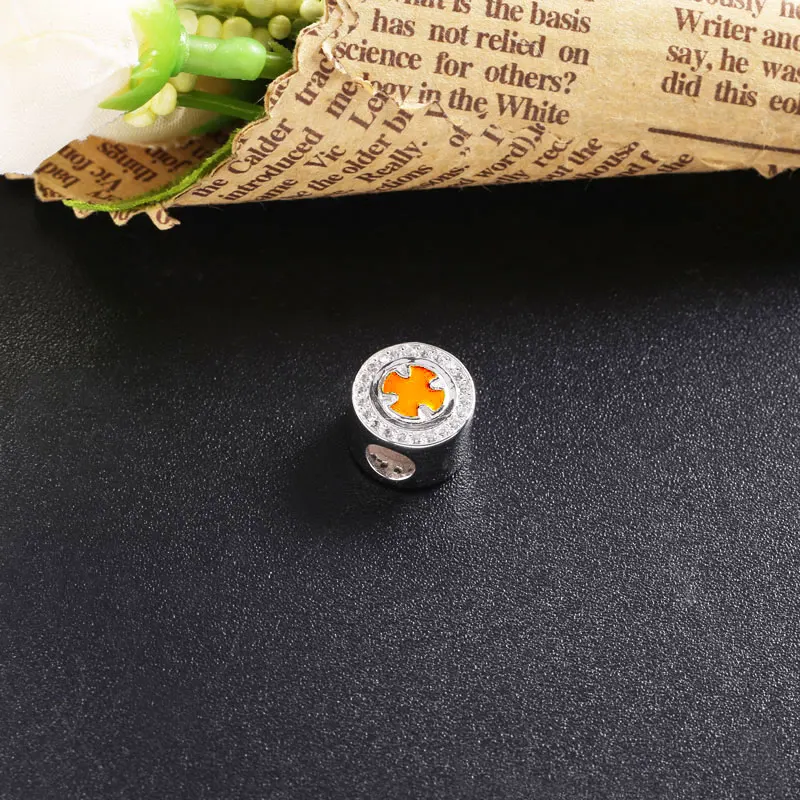 

Moonmory 925 Sterling Silver Orange Cross Stereoscopic Beads For Women Charms For Jewelry Making Fit Bracelet Christmas Gifts