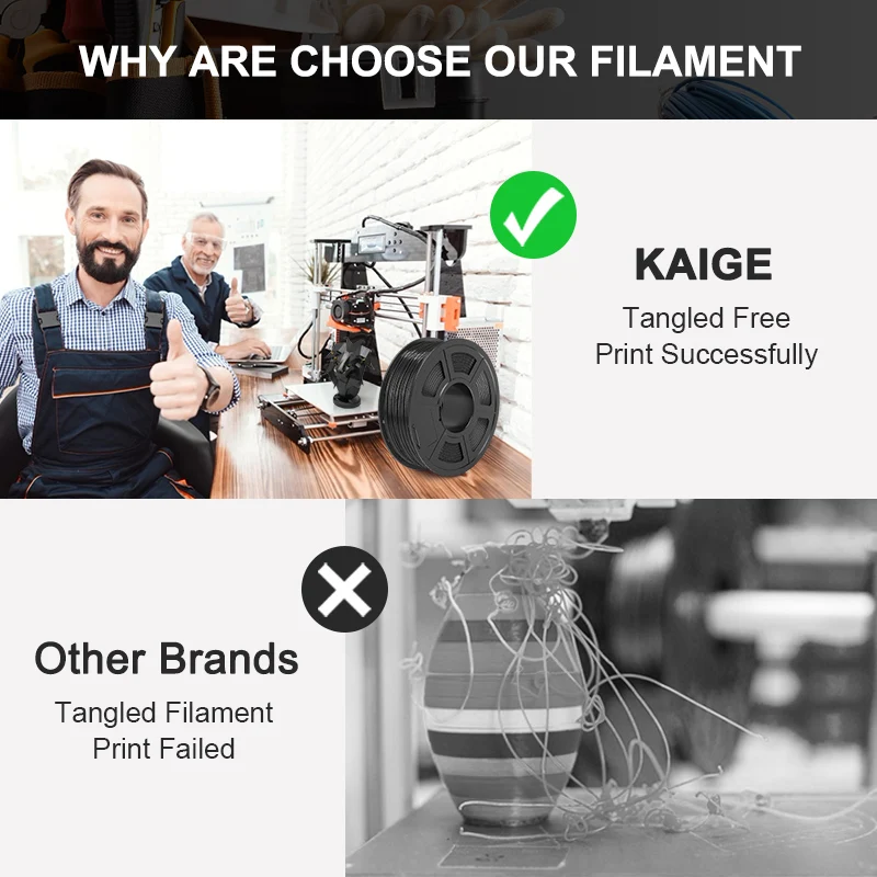 

KAIGE PLA+ 1.75mm 1kg 3D Printing Filament 2.2LBS PLA Plus Non-toxic Plastic Consumables Oversea Ship For 3D DIY Pen Printing