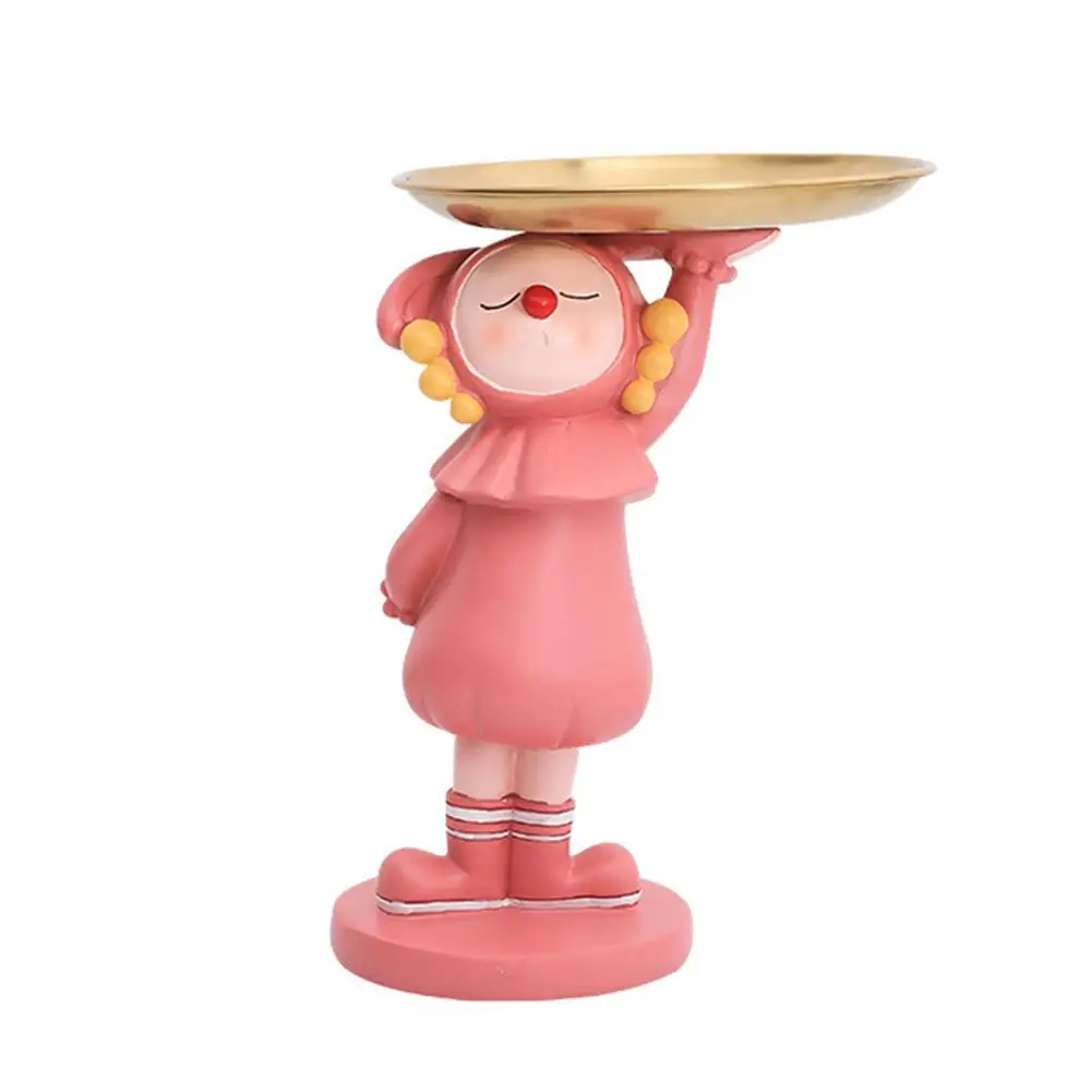 

Поднос для хранения статуй, статуэтка из смолы, настольные статуи и скульптуры, держатель для хранения ключей, конфет, украшений, розовый/