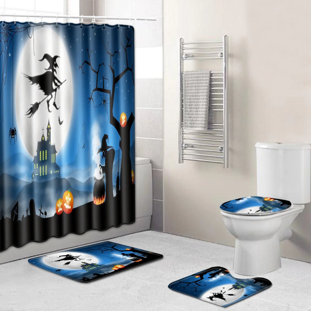 

Водонепроницаемая занавеска для душа Witchcraft на Хэллоуин, аксессуары для ванной комнаты из трех и четырех частей, занавеска для ванной s коври...