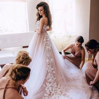 spaghetti straps wedding dress vestidos de novia 2022 sweetheart lace appliques wedding gowns vintage sleeveless bride dress