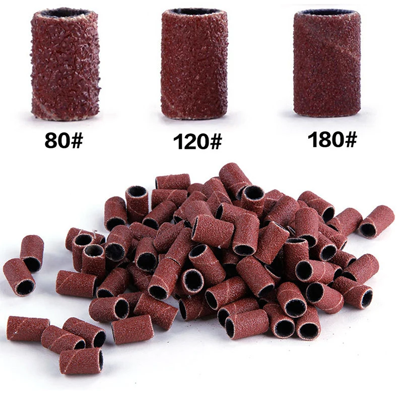 

100/50pcs Sanding Cap Bands Electric Manicure Grit Nail Drill Grinding File Pedicure Tool For Electric Manicure Machine